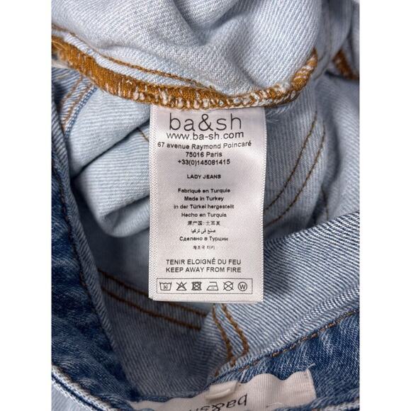 BA&SH Lady Jeans 0 Womens Slim Crop Leg High Rise Rhinestone Two Tone Denim - Picture 7 of 8